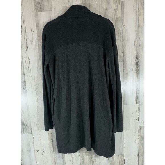 Mono B Cardigan Sweater Size Small Open Front Charcoal Gray Ribbed Stretchy - Picture 2 of 8